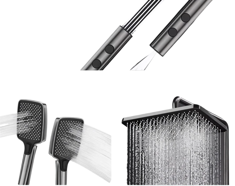 Prysznic modern z wyświetlaczem led | Szary